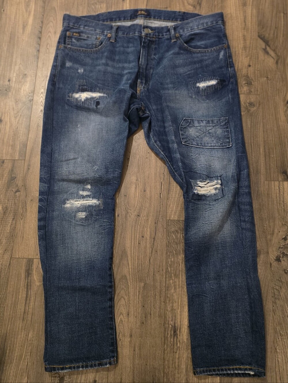 Polo Ralph Lauren Sullivan Slim Distressed Patchwork Jeans 38 X 30